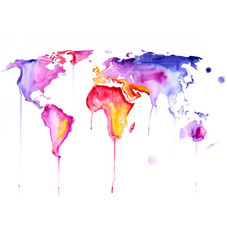 Watercolor Map of the world modern abstract by fairysomnia on Etsy
