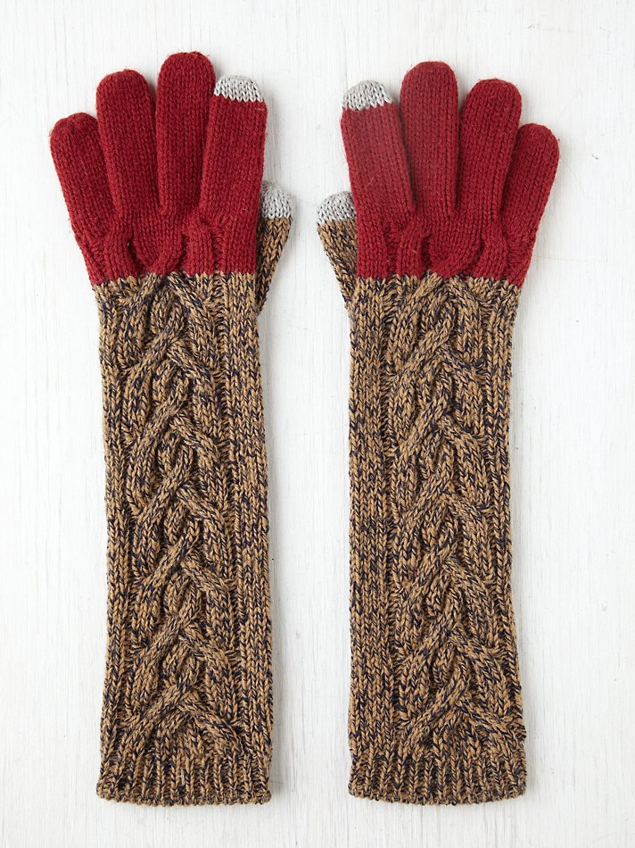 Contrast Cable Long Glove at Free People Clothing Boutique