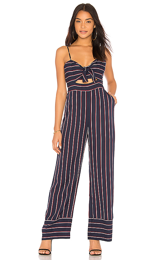 Bardot Lulu Jumpsuit in Navy Stripe | REVOLVE