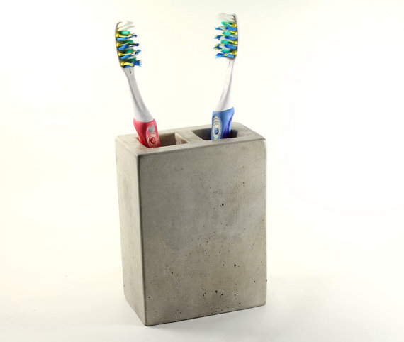 Concrete Toothbrush Holder 2 by roughfusion on Etsy