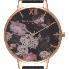 Olivia Burton 'Winter Garden' Leather Strap Watch, 38mm | Nordstrom