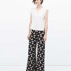 PRINTED BELL BOTTOM TROUSERS - View all - Trousers - WOMAN - SALE | ZARA United States