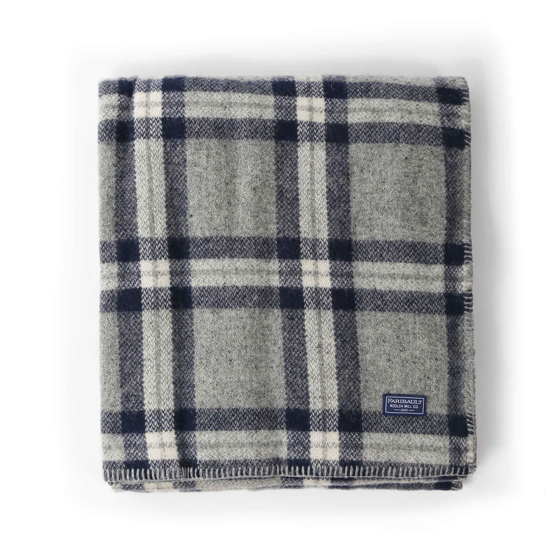 Faribault Woolen Mill Co. Soho Throw; Gray/ Blue Plaid | Bespoke Post