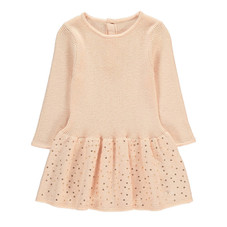 Knit Dress with Gold Sequins Powder pink Chloé Fashion Baby