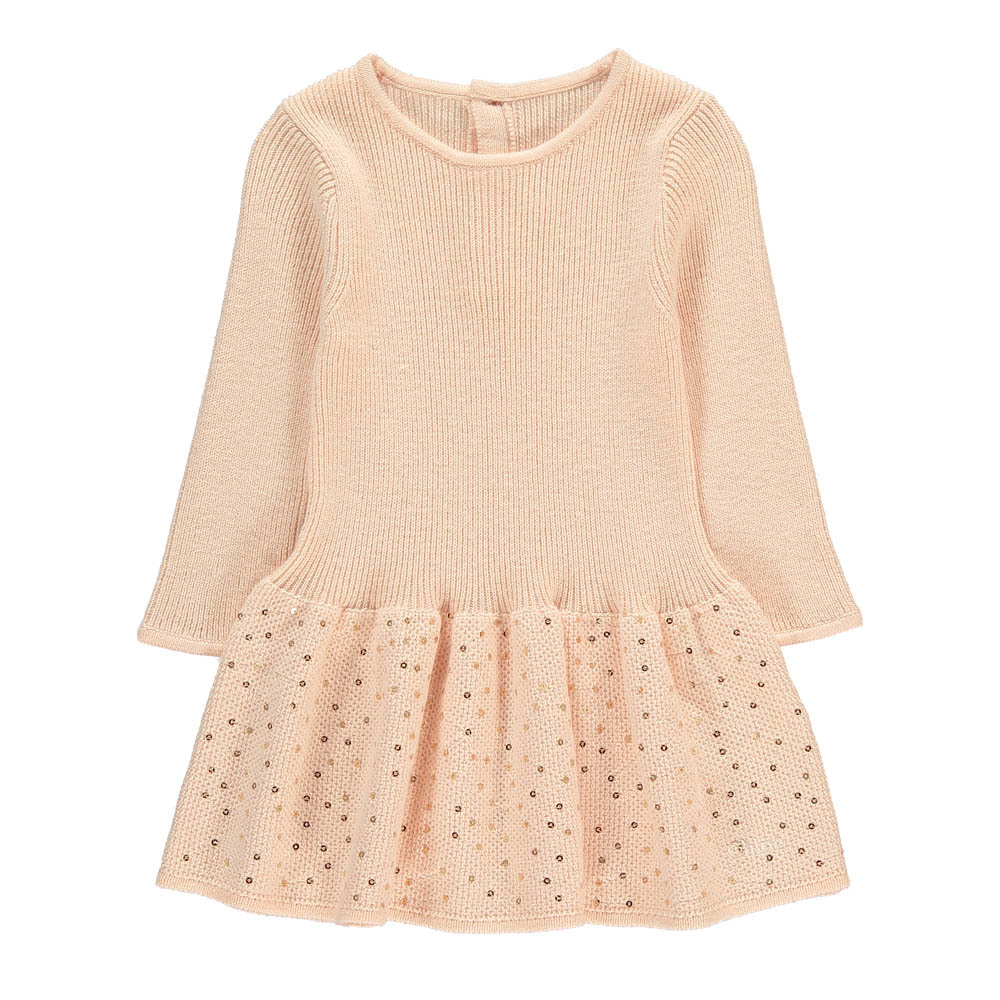 Knit Dress with Gold Sequins Powder pink Chloé Fashion Baby