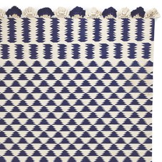 Navy/Ivory Zig Cotton Dhurrie Rug | Serena & Lily