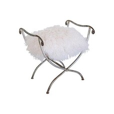 1950s Wrought Iron Italian Bench w/Mongolian Fur | Chairish