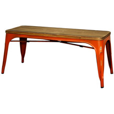 Grand Metal Bench Set of 2 DISTRESSED ORANGE – Apt2B