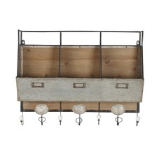 Designovation Arnica Brown Wood/Metal Wall Storage Unit with Hooks - Free Shipping Today - Overstock.com - 20483633
