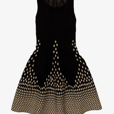 EXCLUSIVE Fit And Flare Gold Lurex Tank Dress: Black-Evening-Dresses-Clothing- IntermixOnline.com
