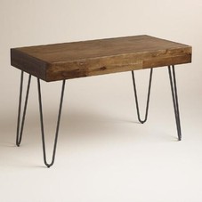 Wood and Black Metal Flynn Hairpin Desk | World Market