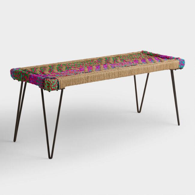 Woven Chindi Metal Bench | World Market