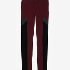 EXCLUSIVE Grand Prix Paneled Midrise Skinny: Burgundy-Bottoms-Exclusives- IntermixOnline.com