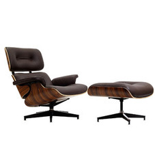 Eaze Lounge Chair in Brown Leather and Palisander Wood EEI-139-BRN-PAL by LexMod