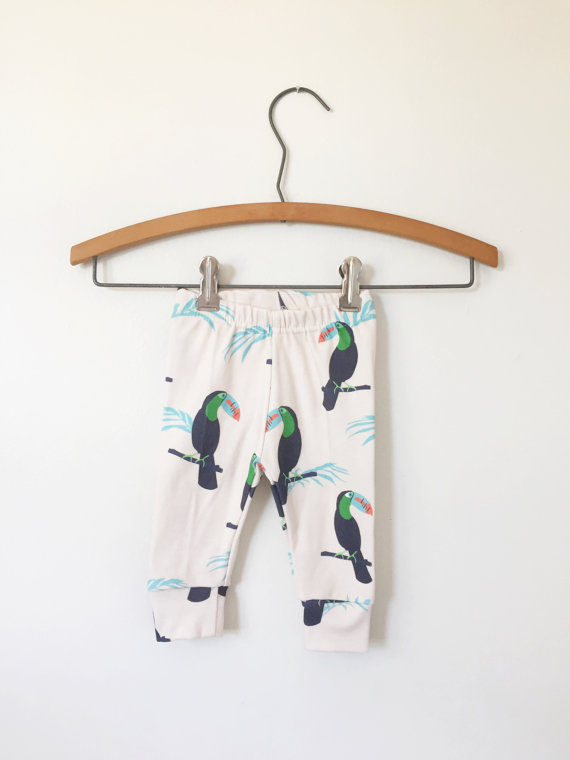 Organic baby leggings in toucan print baby by LolaandStella