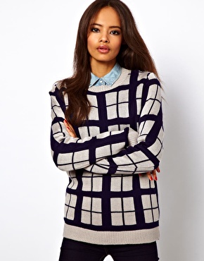 ASOS | ASOS Check Sweater In Contrast Yarn at ASOS