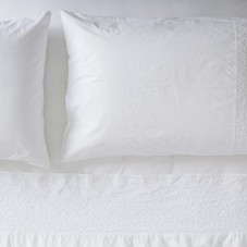 Rachel Ashwell Shabby Chic Couture  Embroidered Hem White Sheets