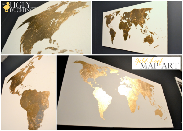 Pinterest Challenge: Gold Leaf Map Art - The Ugly Duckling House