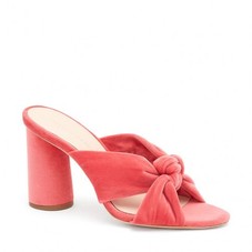 Loeffler Randall |  Coco High Heel Knot Slide in Watermelon Velvet | Loeffler Randall
