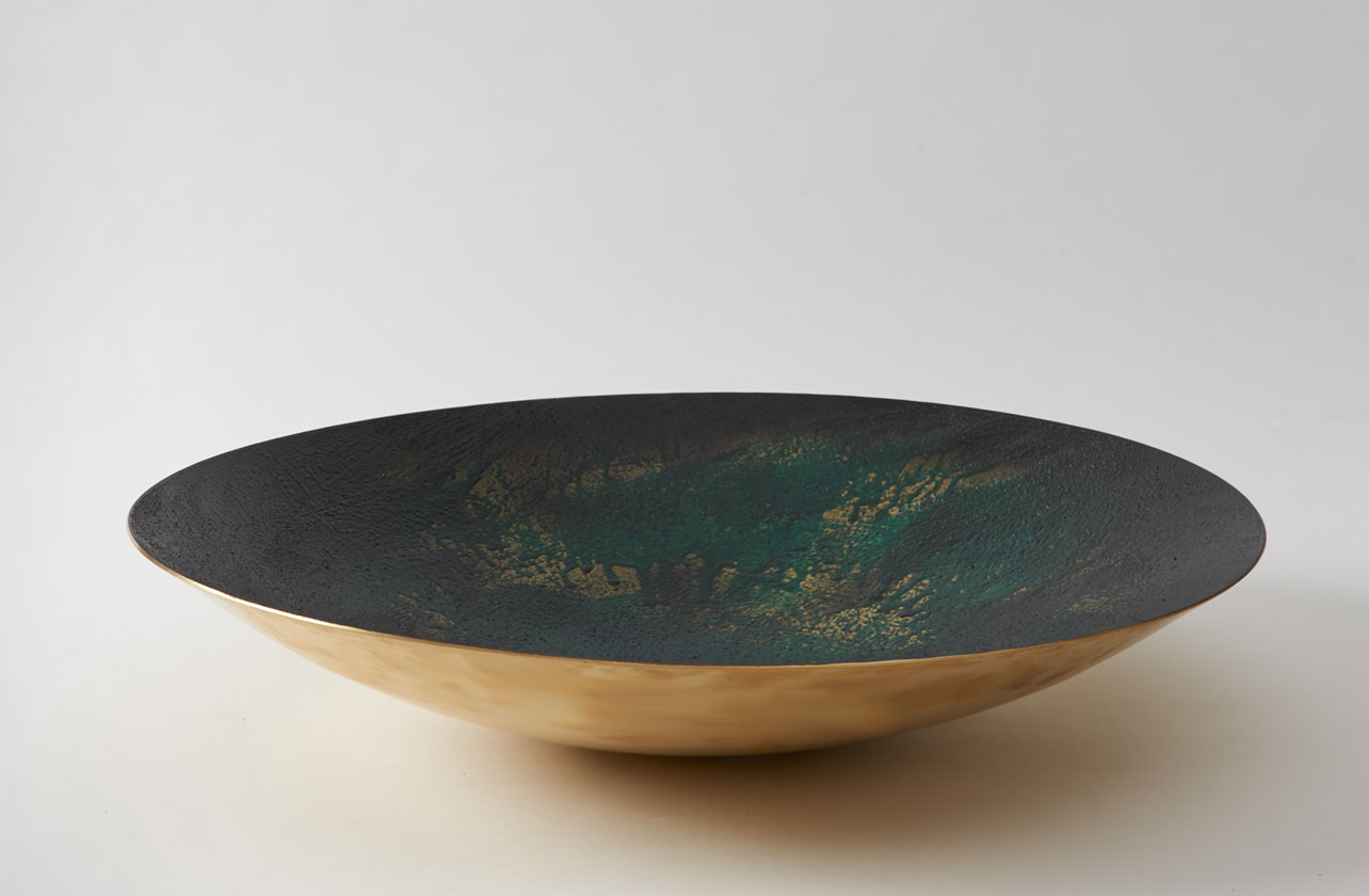 Michael Verheyden Brass Bowls with Emerald Resin Finish : MARCH