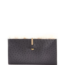 THE ROW Small Ostrich/Alpaca Wrap Clutch Bag, Black - Neiman Marcus