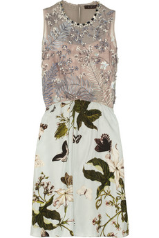Biyan | Alyssa embroidered printed silk dress | NET-A-PORTER.COM