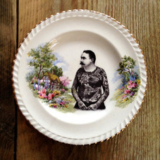 Vintage Victorian Moustache Tattooed Man Plate by TheLuckyFox