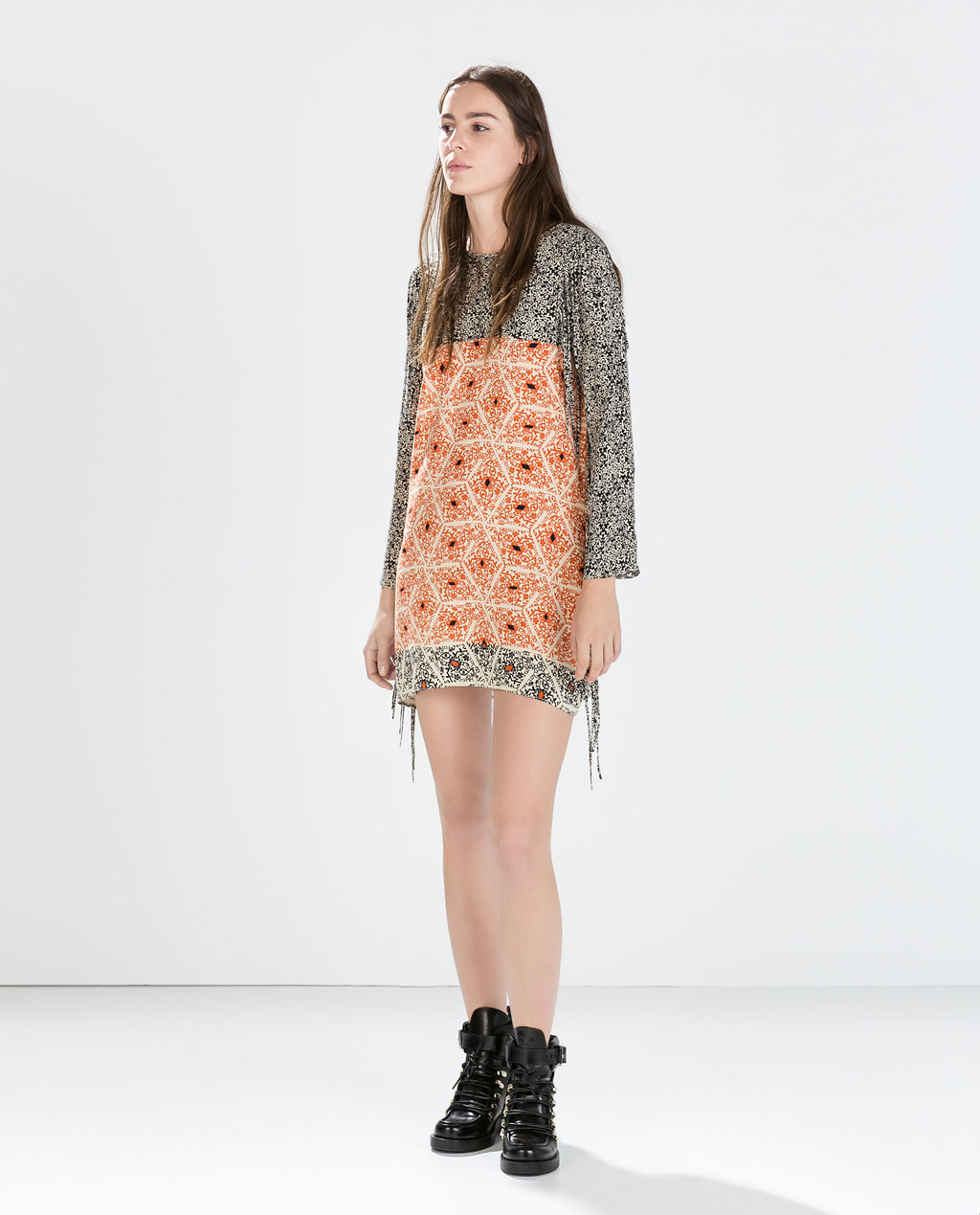 PRINTED DRESS WITH FRINGES - Dresses - WOMAN | ZARA United States