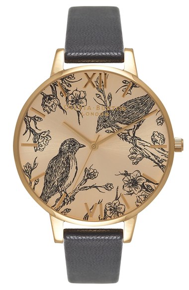 Olivia Burton 'Animal Motif' Leather Strap Watch, 38mm | Nordstrom