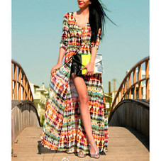 Womens Vintage Chiffon Long Sleeve Boho Gypsy Hippie Maxi Cardigan Shirt Dress | eBay