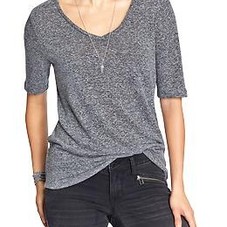 Women's Linen-Blend V-Neck Tees | Old Navy