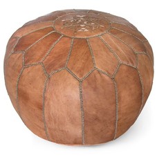 Kenza Moroccan Pouf, Dark Tan - Accessories