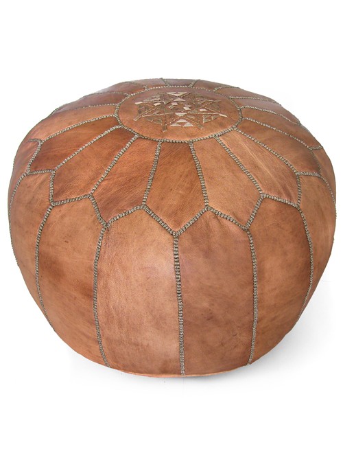 Kenza Moroccan Pouf, Dark Tan - Accessories