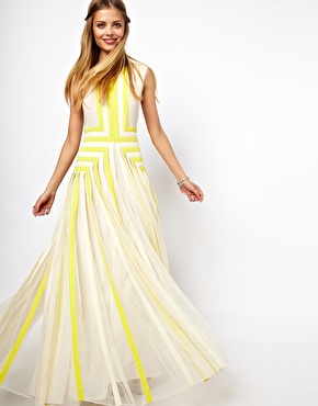 ASOS | ASOS SALON Applique Stripe Maxi Dress at ASOS