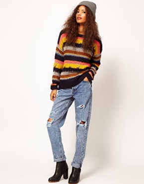 ASOS | ASOS Sweater In Mixed Stripes at ASOS