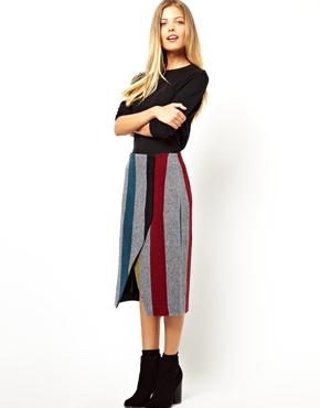 ASOS | ASOS Pencil Skirt with Wrap in Stripe at ASOS