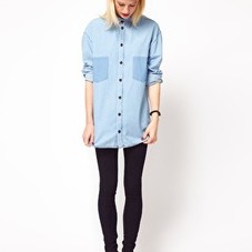 ASOS | ASOS Denim Boyfriend Shirt with Shadow Pocket at ASOS