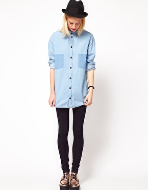 ASOS | ASOS Denim Boyfriend Shirt with Shadow Pocket at ASOS