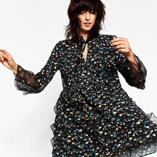 PRINTED DRESS WITH FRILLS - DRESSES-WOMAN | ZARA United States