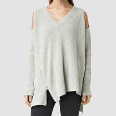 ALLSAINTS US: Womens Able Open Shoulder Sweater (Marble Grey)