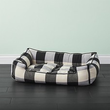 Black and White Medium Plaid Dog Bed | CB2