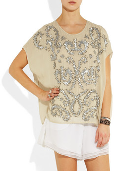 DAY Birger et Mikkelsen&nbsp;|&nbsp;Day Light Twirling embellished silk-blend chiffon top&nbsp;|&nbsp;NET-A-PORTER.COM