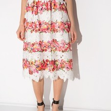 Lace Two Piece Dress - Floral Lace Midi Dress -