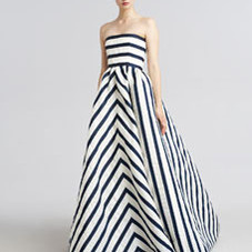 Oscar de la Renta Strapless Striped Gazar Gown - Neiman Marcus