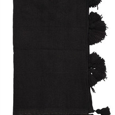 SOLEIL MAROC - HANDMADE BLANKET W/ TASSELS - THROWS - BLACK - LUISAVIAROMA