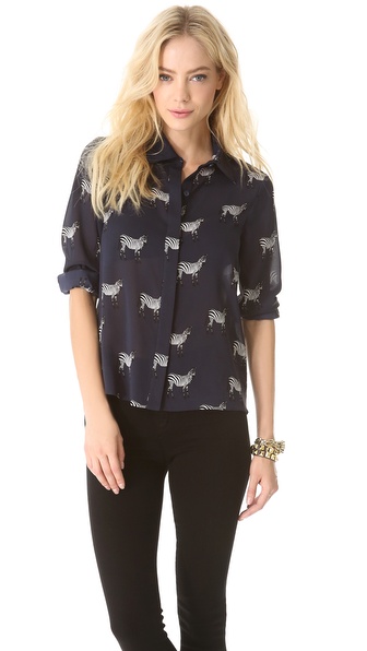 alice + olivia Willa Placket Top | SHOPBOP