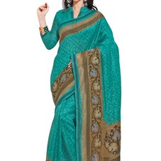 Simple Wear Fawn Color Printed Silk Saree