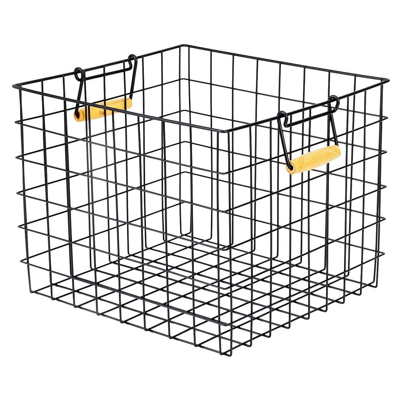 Large Metal Milk Crate with Wooden Handles - Bla... : Target
