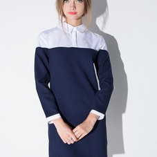 Navy Shirt Dress - Wool Shirt Dress -