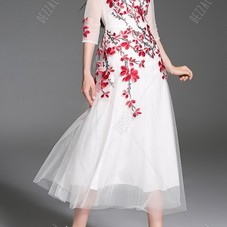 Blueoxy White Embroidered Tulle Prom Dress | Maxi Dresses at DEZZAL